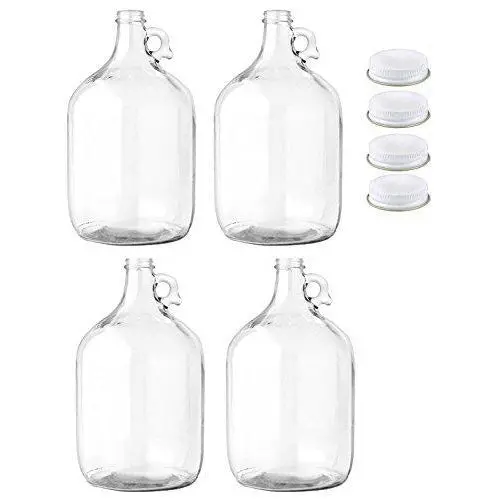 1-Gallon Clear Glass Carboy Fermenter – Pack Of Four With 38Mm Metal Screw Cap 1