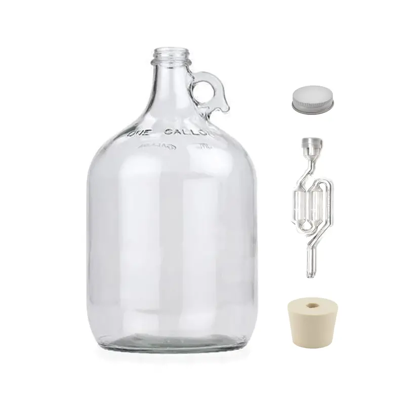 1-Gallon Clear Glass Carboy Fermenter – Pack Of Four With S-Type Airlock, #6.5 Bung, And 38Mm Metal Cap 1