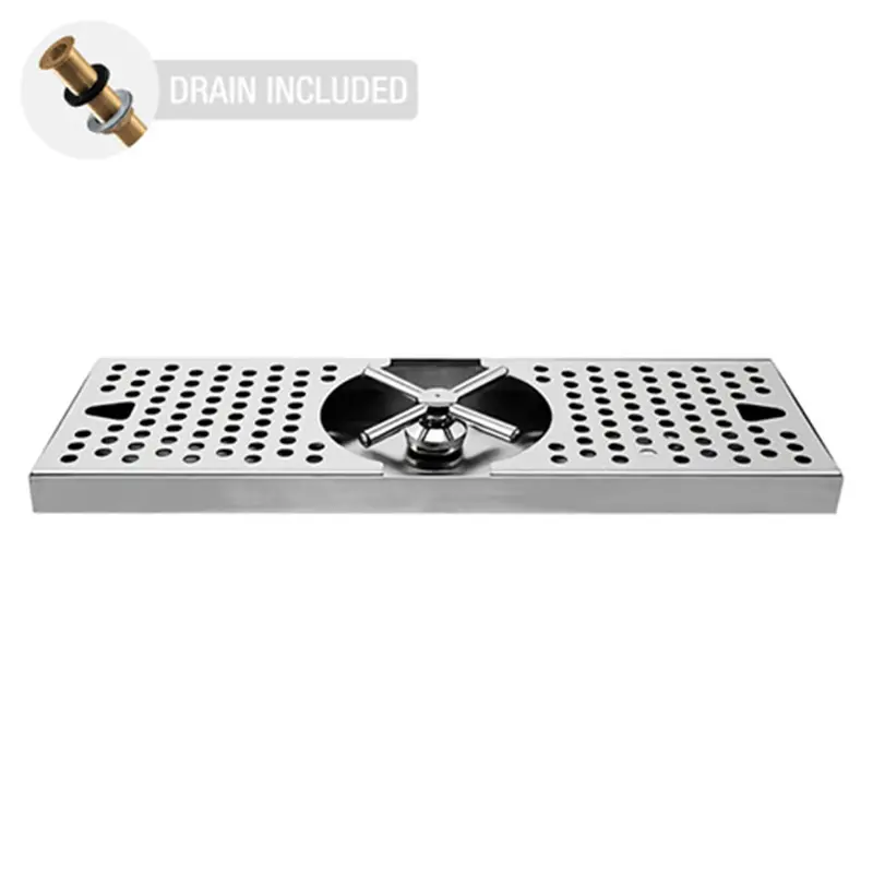 15" × 5" Stainless Steel Countertop Drip Tray With Center Rinser 1