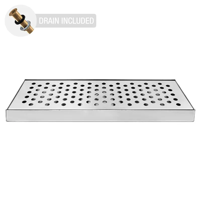 15" X 5" Stainless Steel Drip Tray With Drain 1