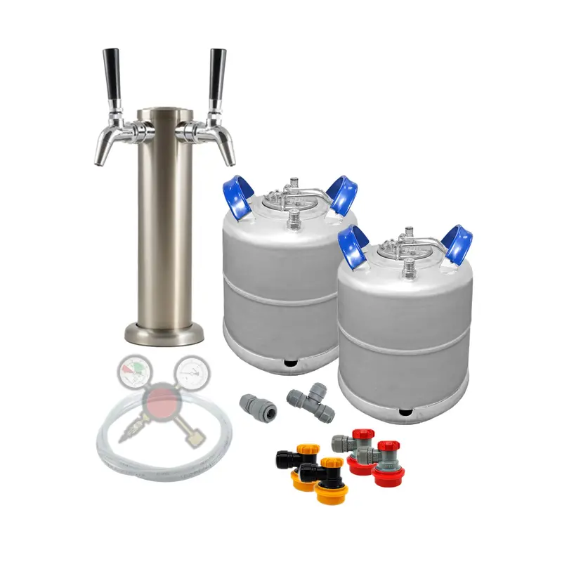 2.5-Gallon Ball Lock Kegging Setup – Includes Double-Tap Draft Tower & Co₂ Regulator 1