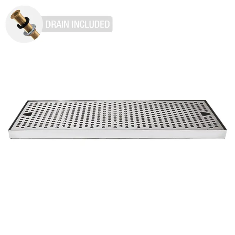 20" X 7" Stainless Steel Drip Tray Featuring Integrated Drain 1