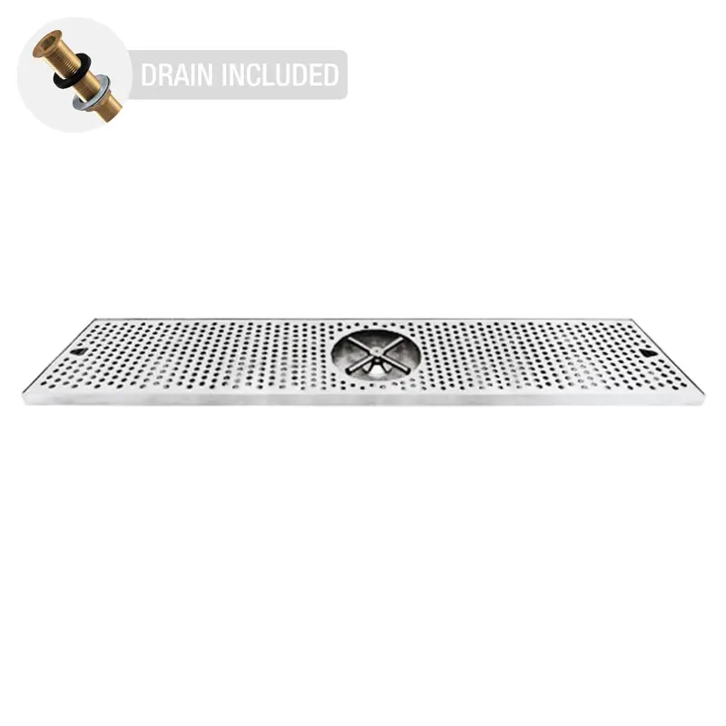 36" X 7" Stainless Steel Drip Tray With Center Rinser 1