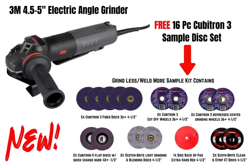3M 4.5–5" Electric Angle Grinder With Free Cubitron Ii Grind Less Weld More Kit (16-Piece) 1