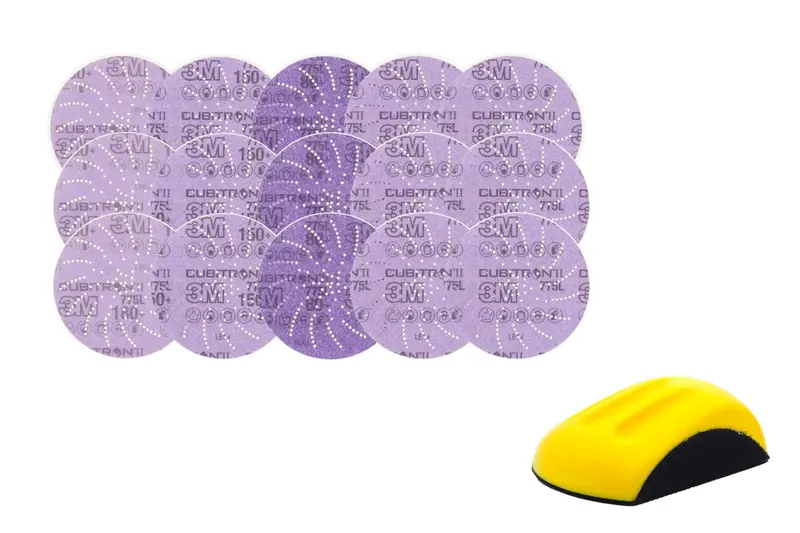 3M 775L Ergonomic Hand Sanding Block With 15-Pack Premium Sanding Discs 1