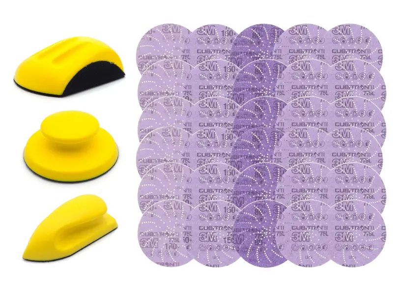 3M™ 775L Sanding Disc Pack (30-Pack) + Ergonomic 3-Piece Hand Sanding Block Set 1