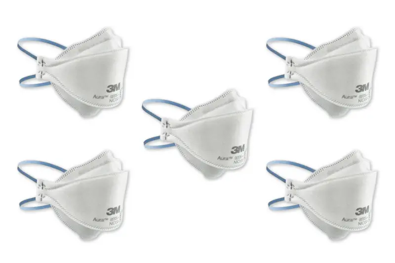 3M Aura 9205+ N95 Particulate Respirator — 5-Pack, Individually Sealed 1