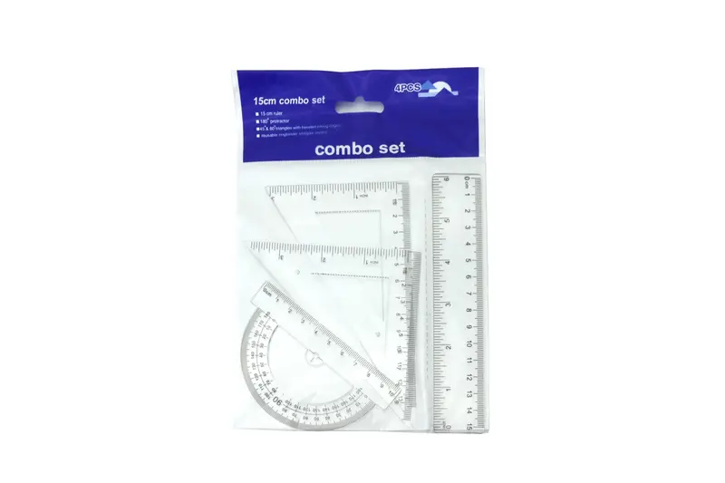 4-Piece Drafting Essentials Set – Ruler, Protractor, And Two Precision Triangles 1