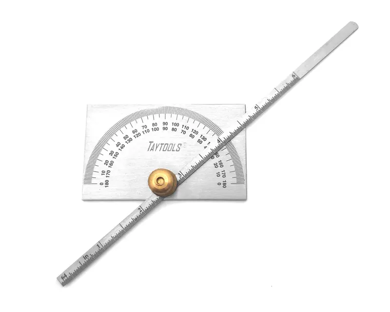 6-Inch Rectangular Head Depth Gauge Protractor – Stainless Steel With Brass Knob (Model 469256) 1