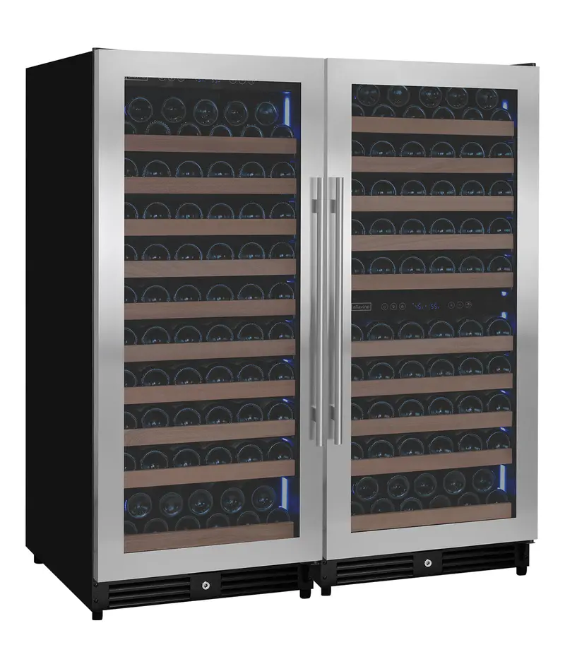 Allavino 238-Bottle Three-Zone 55-Inch Tall Side-By-Side Wine Refrigerator – Stainless Steel Cabinet 1