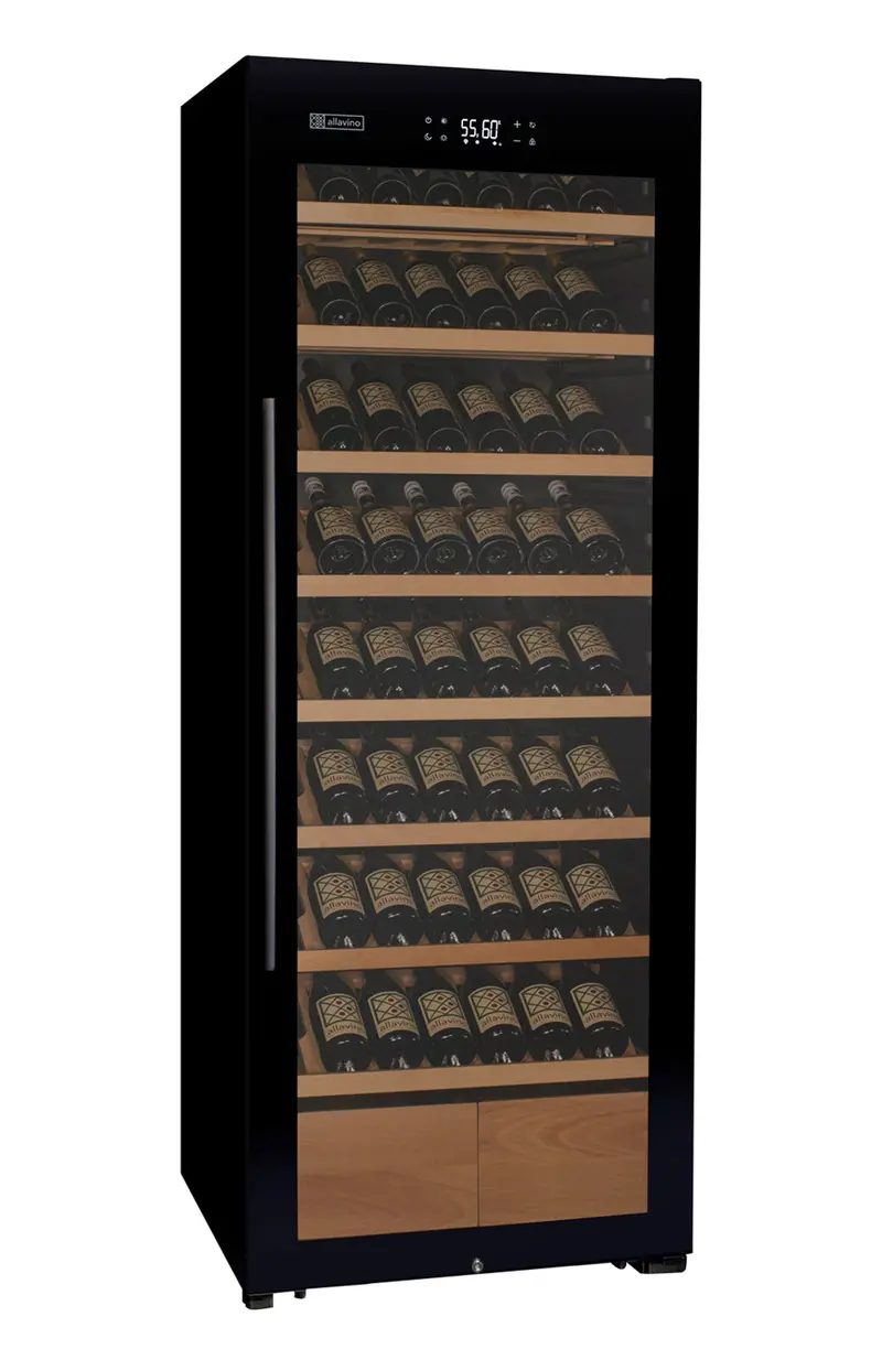 Allavino 248-Bottle Single-Zone Freestanding Wine Refrigerator – Black Glass Door, Right-Hinge, Display Shelving 1