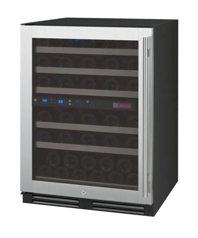 Allavino Flexcount 56-Bottle Dual-Zone Built-In Wine Cooler – Stainless Steel, Left-Hinge 1