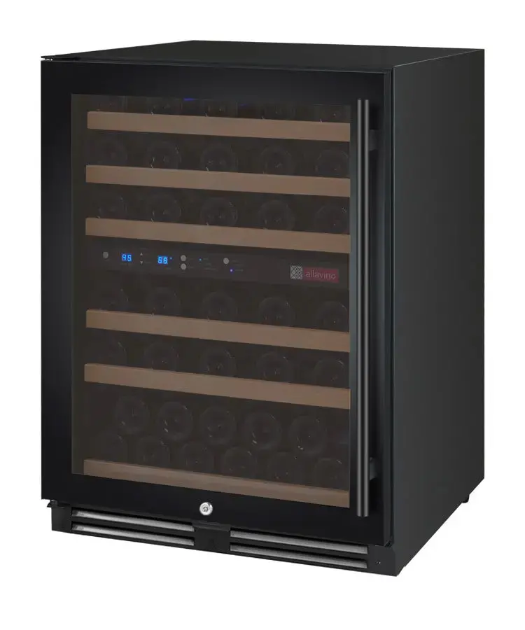 Allavino Flexcount 56-Bottle Dual-Zone Undercounter Wine Refrigerator – Matte Black Finish, Left-Hinge 1