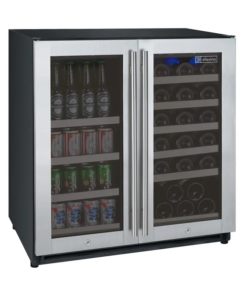 Allavino Flexcount Ii 30" Tru-Vino Dual-Zone Built-In Wine & Beverage Center – 30 Bottles / 88 Cans, Stainless Steel 1