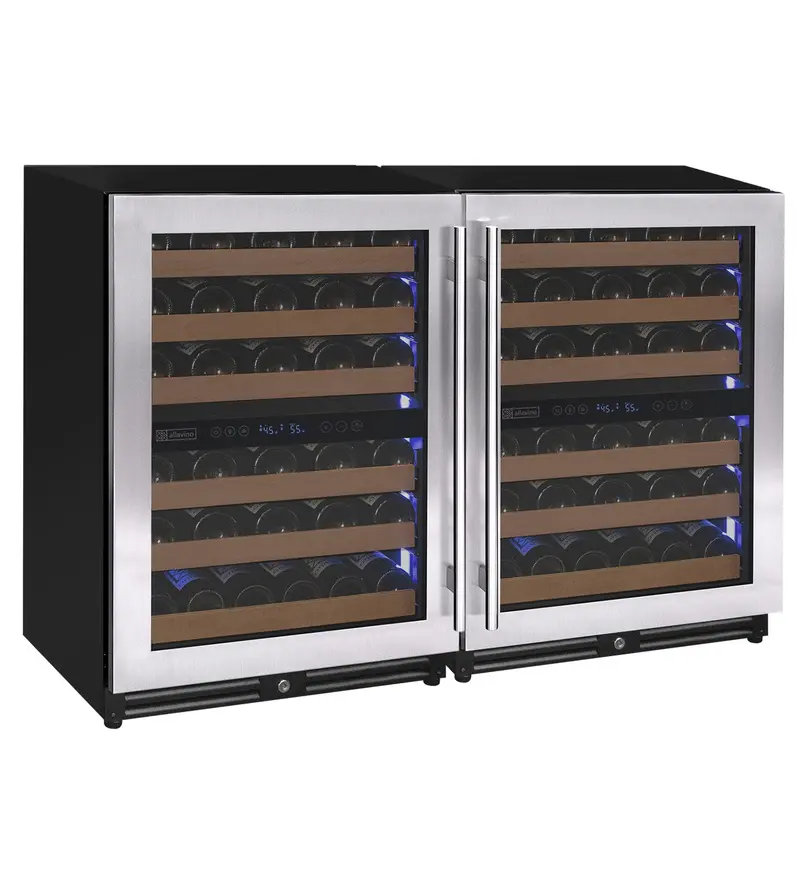 Allavino Reserva 102-Bottle Four-Zone Undercounter Wine Refrigerator – Side-By-Side, Stainless Steel Doors 1