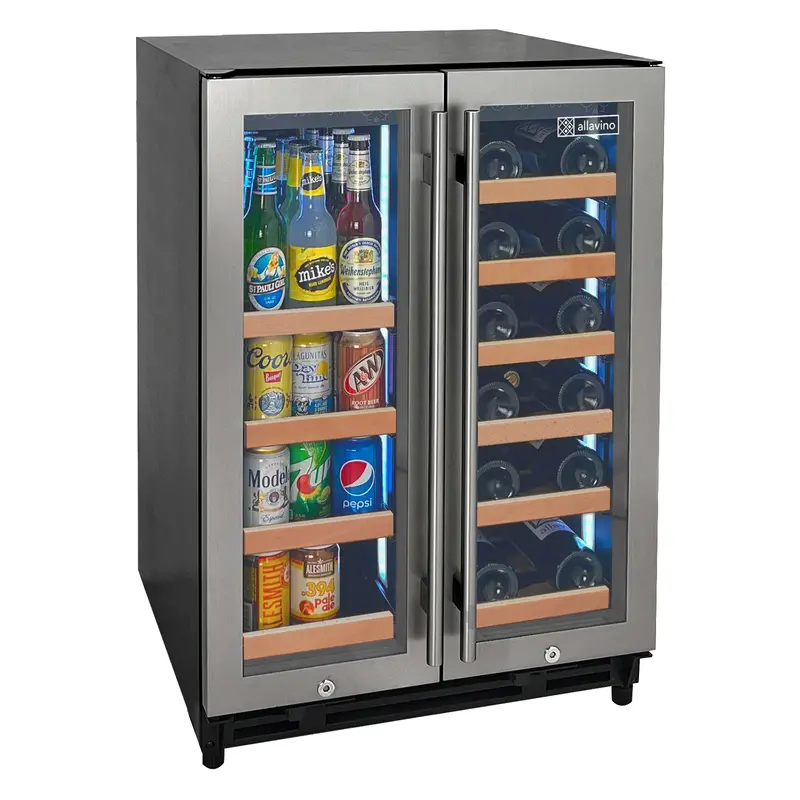 Allavino Reserva 24-Inch Two-Door Wine & Beverage Center – Stainless Steel With Wood-Front Shelves 1