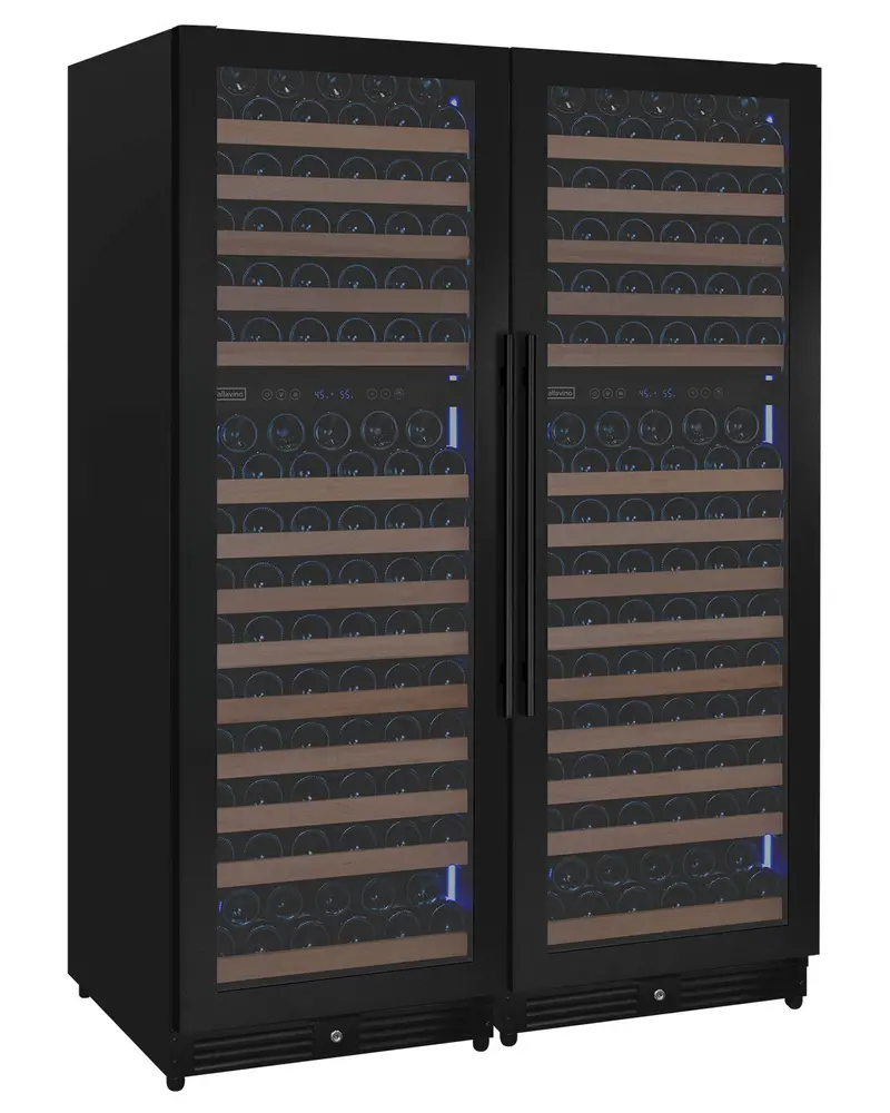 Allavino Reserva 344-Bottle Four-Zone Built-In Side-By-Side Wine Refrigerator – Black Metal Exterior 1