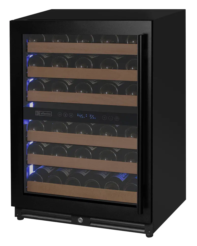 Allavino Reserva 51-Bottle Dual-Zone Luxury Wine Refrigerator – Matte Black, Left-Hinge 1