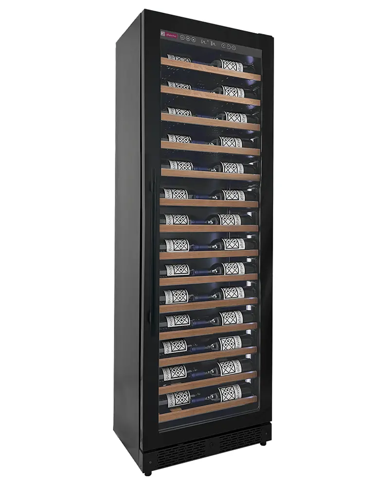 Allavino Reserva 67-Bottle Single-Zone 71-Inch Tall Shallow Wine Cooler – Black Door, Right-Hinge, Wood-Front Shelving 1