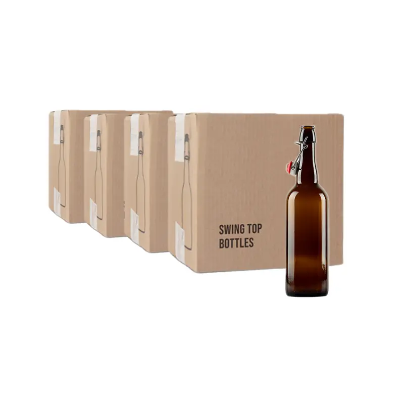 Amber Swing-Top Glass Bottles – 750 Ml, 4 Cases (48 Total) 1