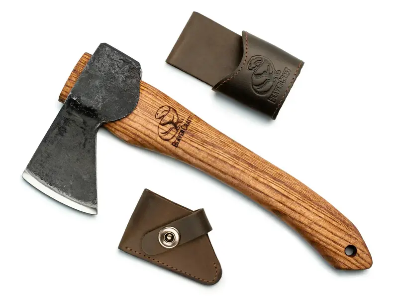 Beavercraft Ax1 Compact Carving Hatchet With Protective Leather Sheath 1