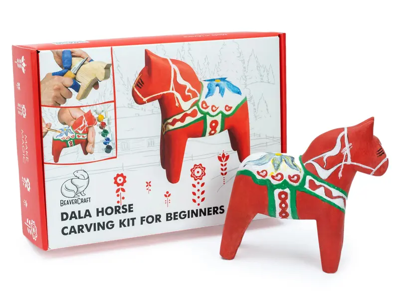 Beavercraft Diy02 Dala Horse Woodcarving Starter Kit 1
