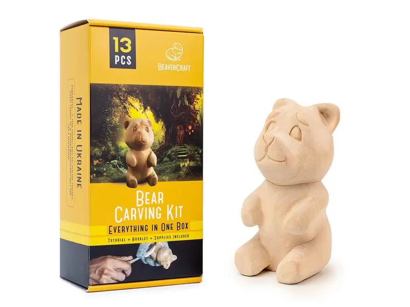 Beavercraft Diy05 Bear Whittling Starter Kit For Beginners 1