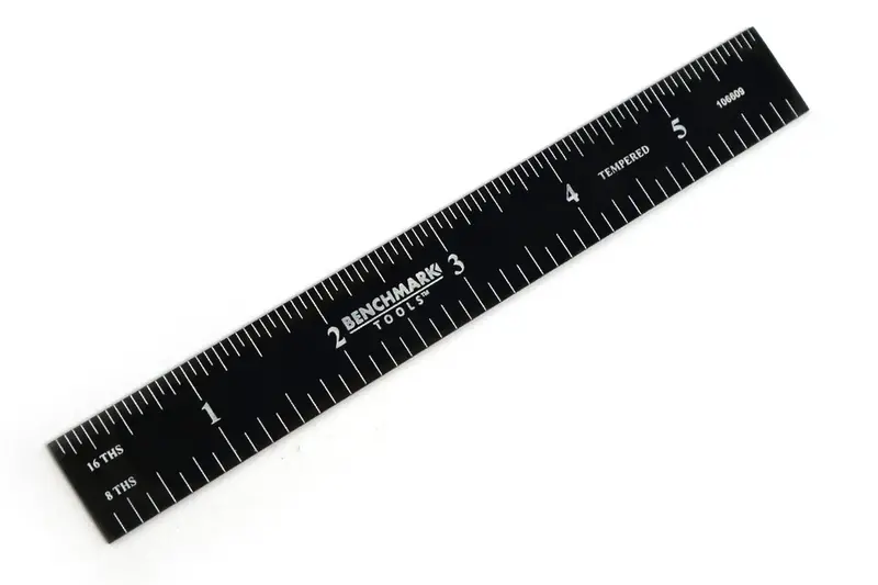 Benchmark Black Chrome Woodworking Ruler — Dual-Scale (1/8" & 1/16") On Both Edges 1