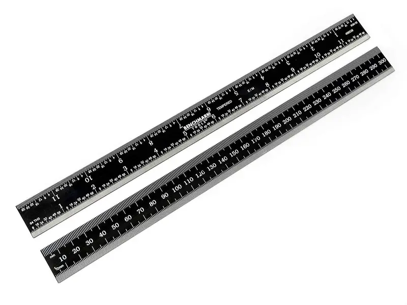 Benchmark Rigid 300Mm Dual-Scale (Metric/Imperial) Black Chrome Machinist Rule 1