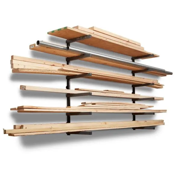 Bora 6-Tier Wood Rack — Gray/Black Finish, 660-Lb Capacity, 12.5" Shelf Depth 1