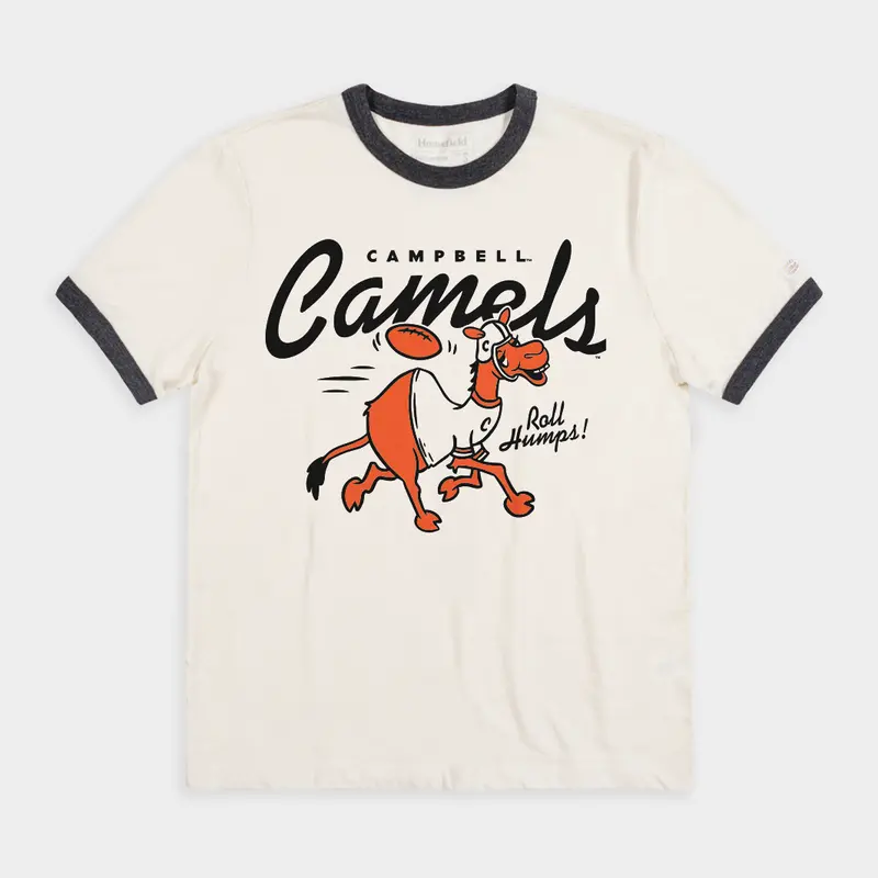 Campbell Fighting Camels "Roll Humps!" Football Ringer Tee – Retro Fayetteville Pride 1
