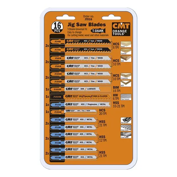 Cmt 16-Piece Jigsaw Blade Assortment For Wood, Metal, And Plastics 1