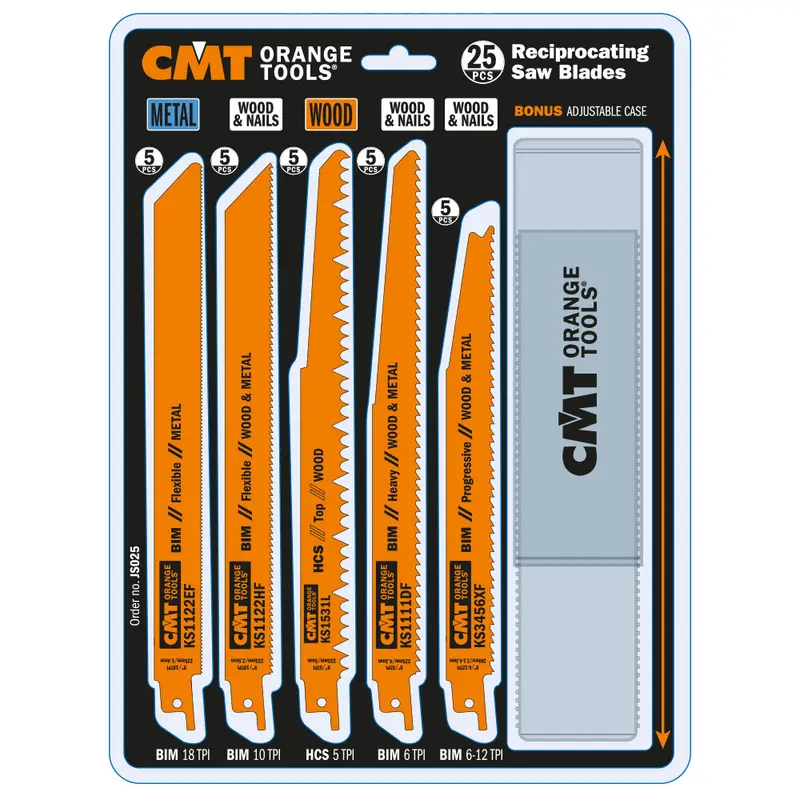 Cmt 25-Piece Reciprocating Saw Blade Assortment – Wood, Metal & Plastic Applications 1