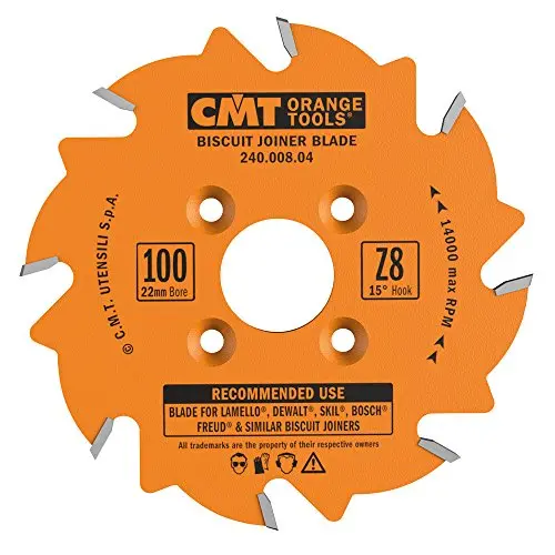 Cmt 4" Biscuit Joiner Blade – 8-Tooth Ptfe-Coated Carbide Bit For Smoother, Faster Cuts 1