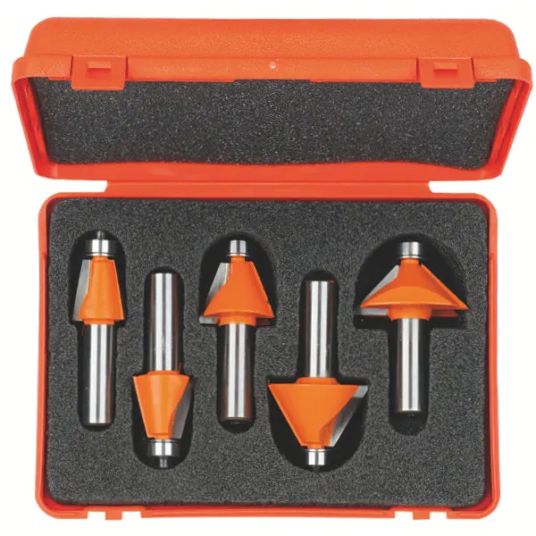 Cmt 5-Piece Chamfer Router Bit Set – Carbide-Tipped For Clean Edge Bevels 1