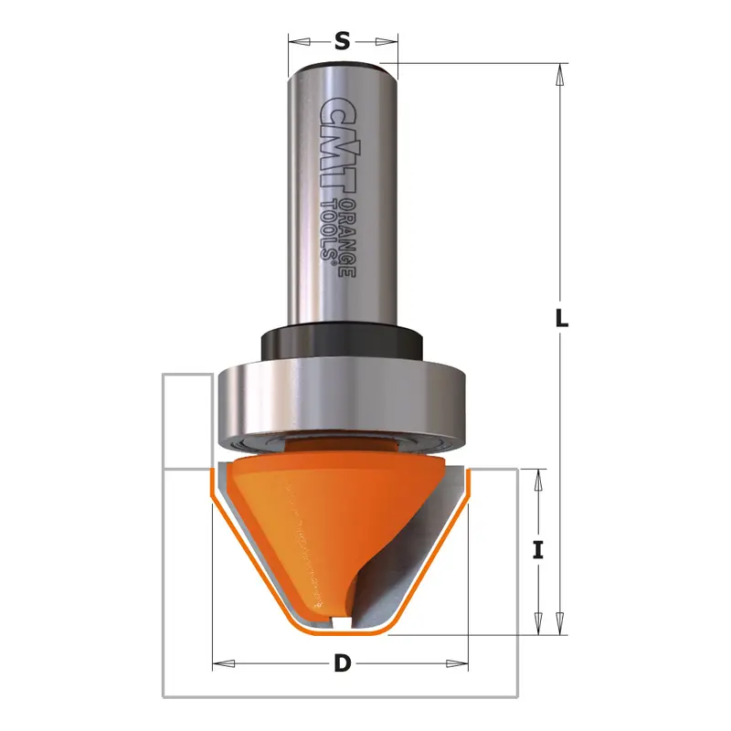 Cmt 60° Carbide-Tipped Lettering Router Bit With Guide Bearing 1