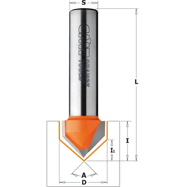 Cmt 90° V-Groove Carbide Router Bit 1