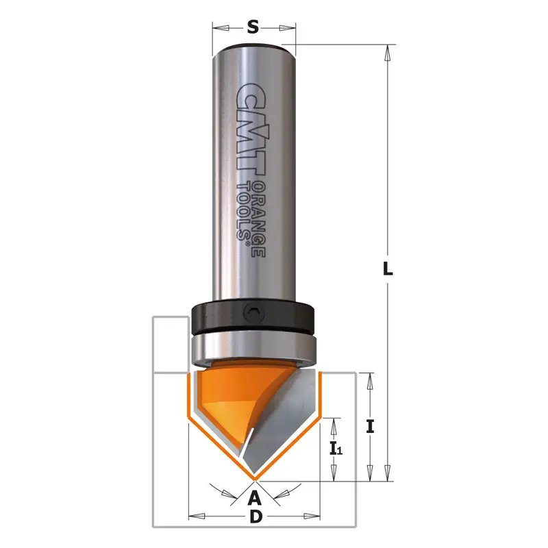 Cmt 90° V-Groove Router Bit – Carbide-Tipped With Bearing Guide 1