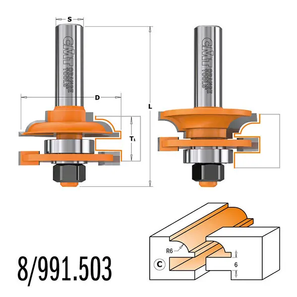 Cmt Carbide-Tipped Rail & Stile Door Router Bit Set 1