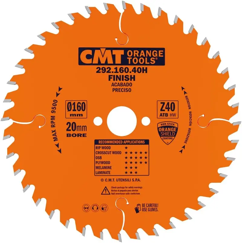 Cmt Fine Finish Track Saw Blade – 160Mm, 40-Tooth Atb, 10° Hook Angle, 20Mm Arbor For Clean Cuts 1