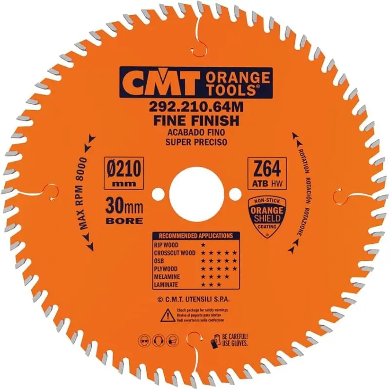 Cmt General Purpose Crosscut/Rip Blade For Festool – 210Mm, 64-Tooth Atb, 15° Hook, 30Mm Arbor 1