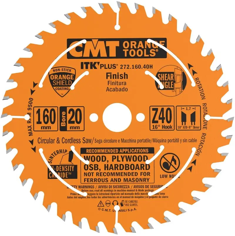 Cmt Itk Plus Festool-Optimized Track Saw Blade – 160Mm, 40T, Atb Grind, Ptfe-Coated 1