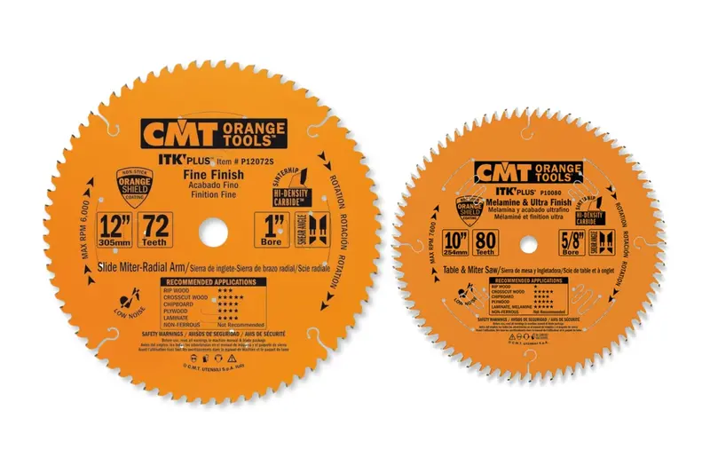 Cmt Itk Plus Fine Finish Saw Blade Combo: 10-Inch 80-Tooth Atb Table Saw Blade + 12-Inch 72-Tooth Atb Miter Saw Blade 1