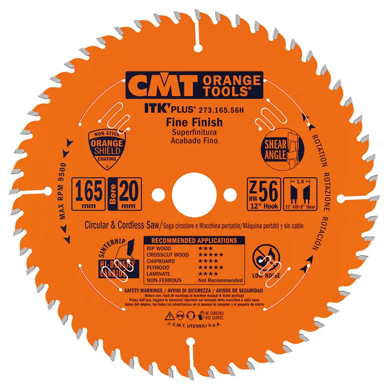 Cmt Itk Plus High-Tooth Track Saw Blade – 165Mm, 56T, Atb Grind, 20Mm Arbor (Makita/Dewalt/Triton) 1
