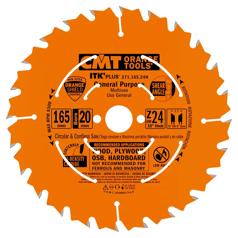 Cmt Itk Plus Track Saw Blade – 165Mm, 24T, Atb Grind, 20Mm Arbor (Makita/Dewalt/Triton Compatible) 1