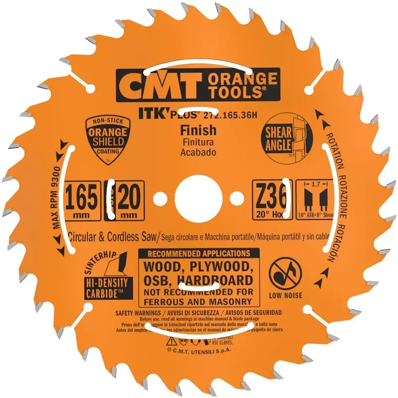 Cmt Itk Plus Universal Track Saw Blade – 165Mm, 36T, Atb Grind For Makita, Dewalt & Triton 1