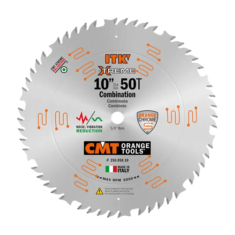 Cmt Itk Xtreme Orange Chrome Combination Blade – 10", 50-Tooth Atb, Thin-Kerf Versatility 1