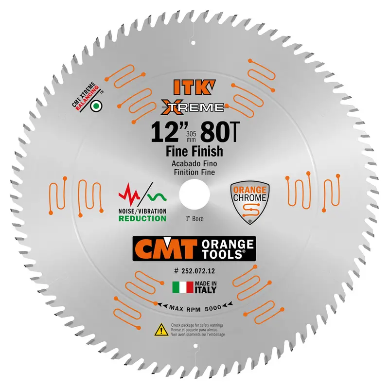 Cmt Itk Xtreme Orange Chrome Crosscut Blade – 12", 80-Tooth Atb, Precision Kerf 1