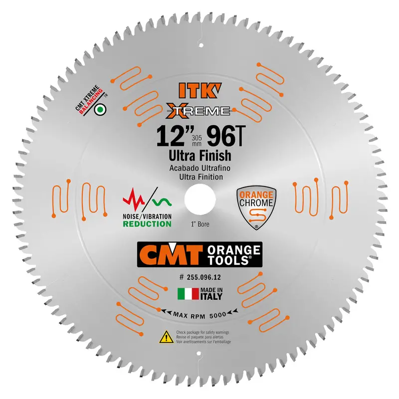 Cmt Itk Xtreme Orange Chrome Crosscut Blade – 12", 96-Tooth Hi-Atb, Ultra-Fine Finish 1