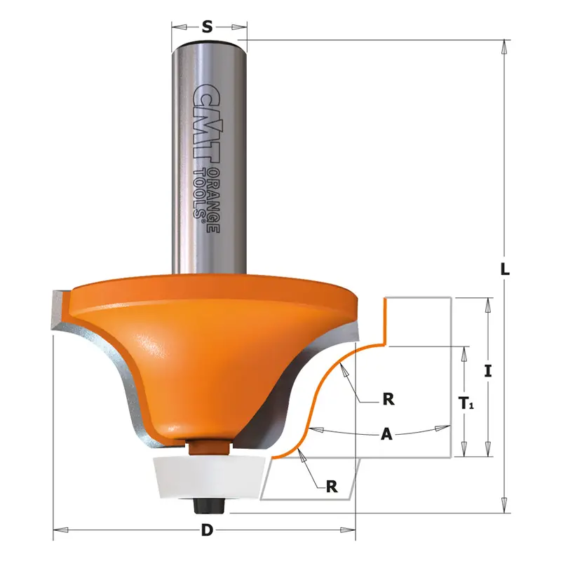 Cmt Ogee-Profile Rounding-Over Bowl Bit With Non-Marring Delrin Bearing 1